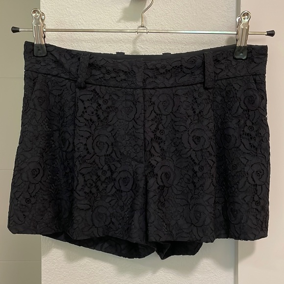 Diane Von Furstenberg Pants - DVF Lace Trouser Shorts, Navy, Size 0
